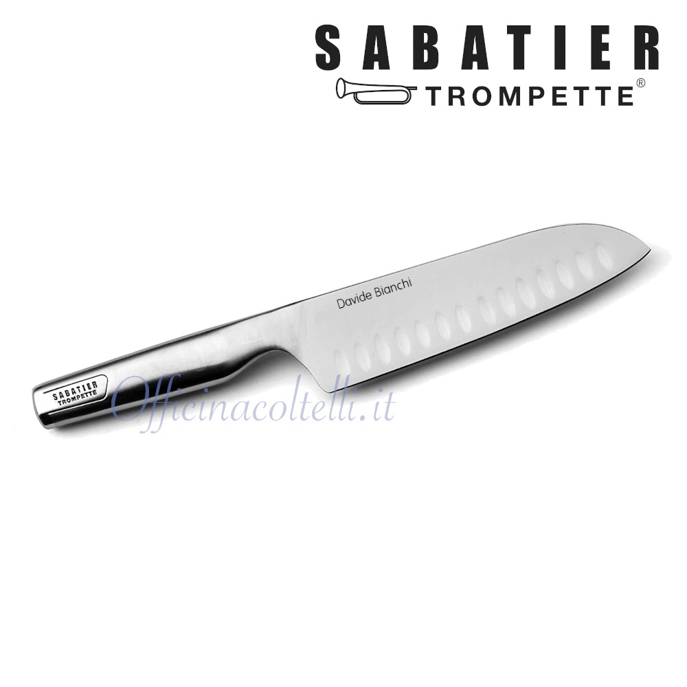 Esempio incisione personalizzata Santoku Sabatier Trompette Asean Richardson Sheffield