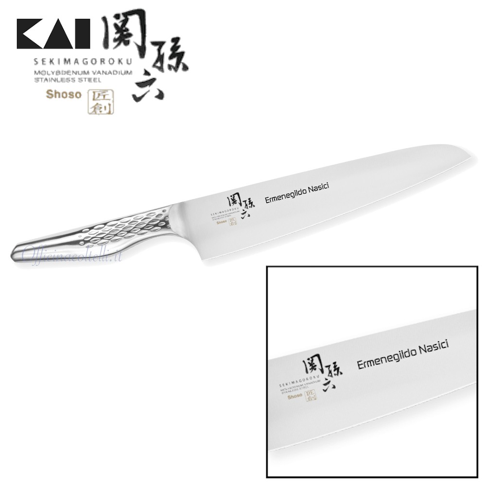 Esempio incisione personalizzata al laser coltello Chef Kai Sekimagoroku Shoso