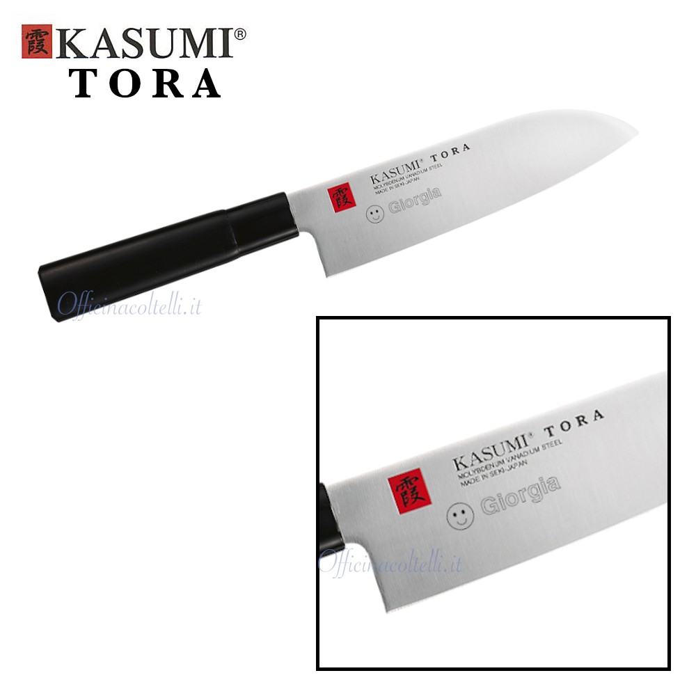 Esempio incisione con disegno su Santoku Kasumi Tora