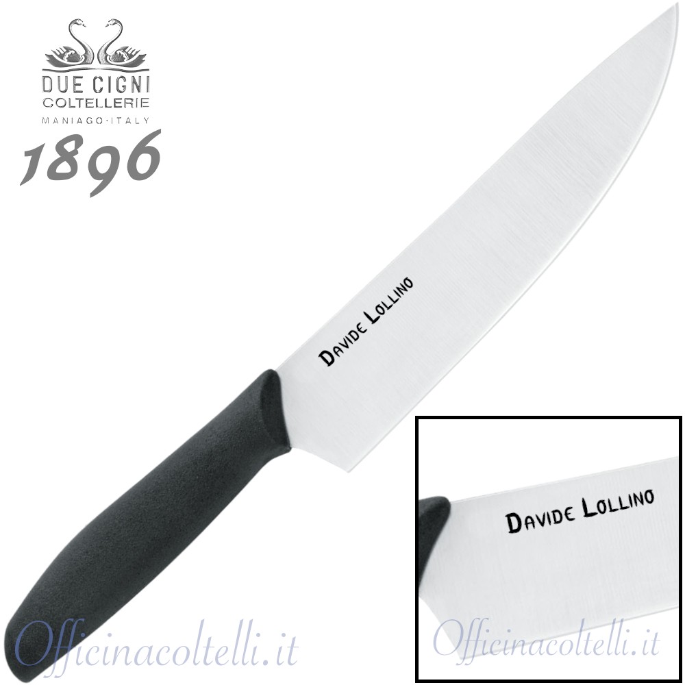 Esempio di incisione personalizzata su coltello da Chef 1896 PP Due Cigni