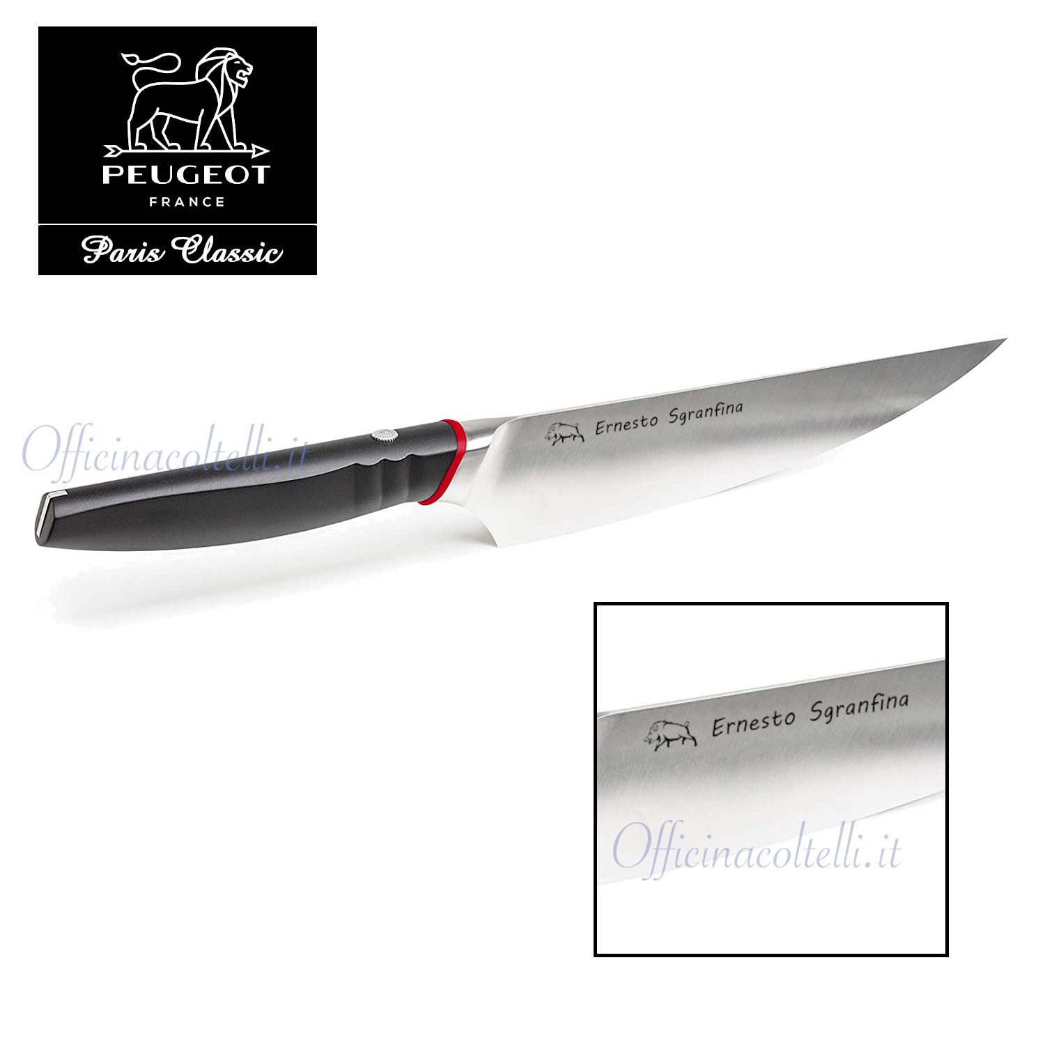 Esempio di incisione personalizzata coltello da Chef Peugeot Paris Classic