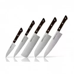 Samura HARAKIRI SET 5(SPELUCCHINO-CUOCO-FILETTARE-SANTOKU-NAKIRI)Black SHR-0250B