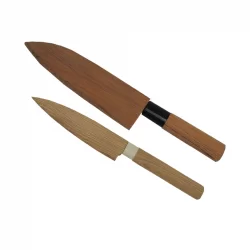 Set 2 coltelli Spelucchino-Santoku GIAPPONESI FODERO LEGNO