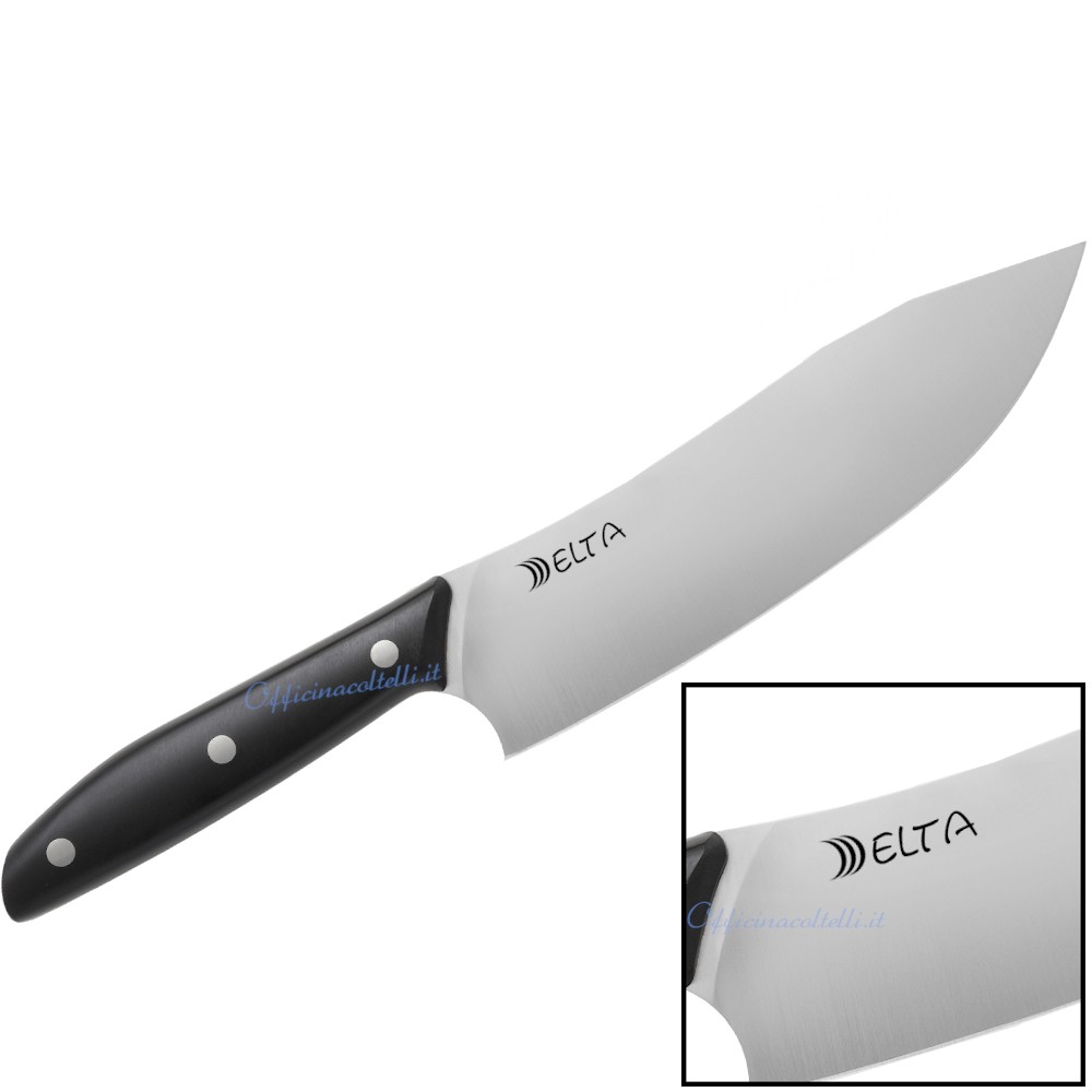 Esempio di personalizzazione con incisione laser su coltello Camp Chef 1896 Due Cigni